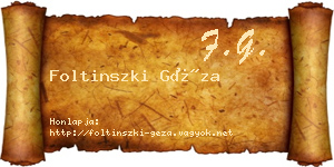 Foltinszki Géza névjegykártya